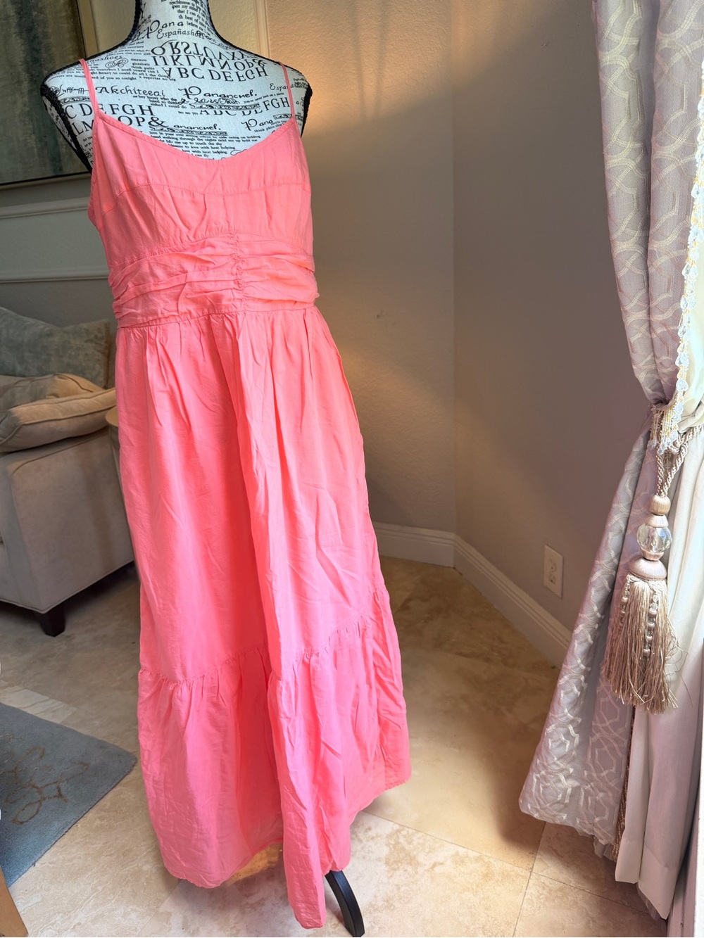 EUC | Sz M | Universal Thread Coral Pink Cinch Front Maxi Sundress